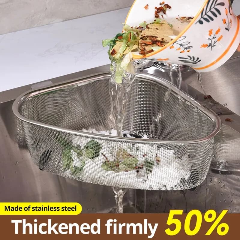 Stalowy Koszyk do Zlewu na Odpadki i Warzywa - Trójkątny 🥦